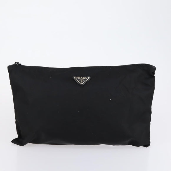 PRADA Carry Case Cover Set Nylon Black Silver Auth am9905