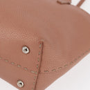 FENDI selleria Mini Tote Bag Leather Beige Silver Auth am9906-11