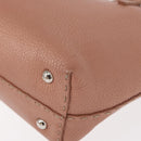 FENDI selleria Mini Tote Bag Leather Beige Silver Auth am9906-13