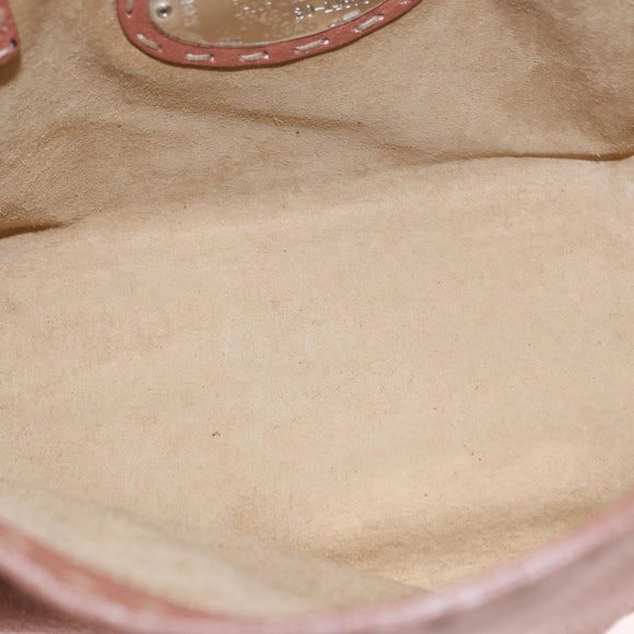 FENDI selleria Mini Tote Bag Leather Beige Silver Auth am9906