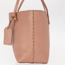 FENDI selleria Mini Tote Bag Leather Beige Silver Auth am9906-4