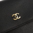 CHANEL Wallet Calf Skin Black Gold CC Auth am9909V-12