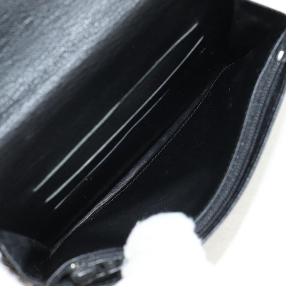 CHANEL Wallet Calf Skin Black Gold CC Auth am9909V