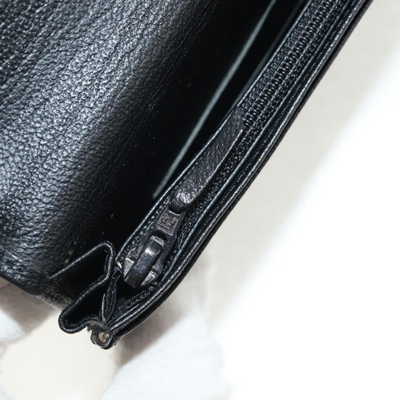 CHANEL Wallet Calf Skin Black Gold CC Auth am9909V