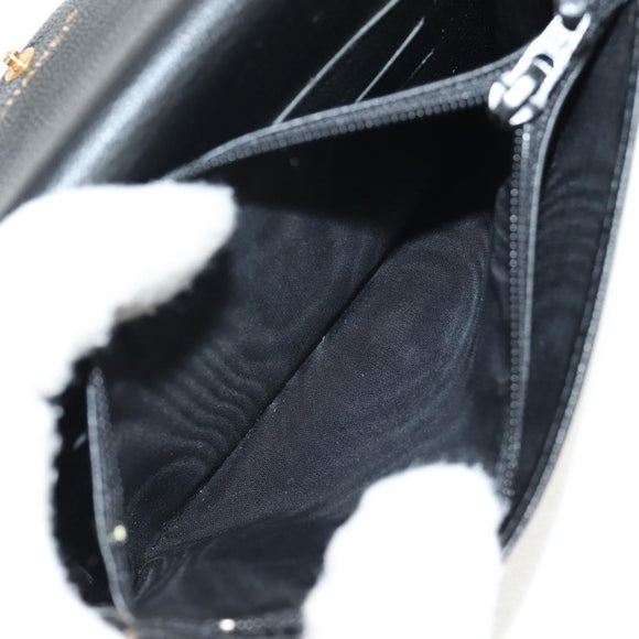 CHANEL Wallet Calf Skin Black Gold CC Auth am9909V