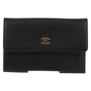 CHANEL Wallet Calf Skin Black Gold CC Auth am9909V-2