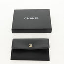CHANEL Wallet Calf Skin Black Gold CC Auth am9909V-20
