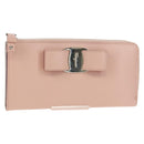 Salvatore Ferragamo Vala Long Wallet Leather Pink Silver Auth am9912V-1