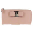 Salvatore Ferragamo Vala Long Wallet Leather Pink Silver Auth am9912V-13