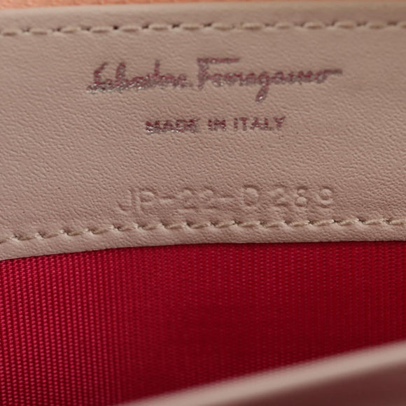 Salvatore Ferragamo Vala Long Wallet Leather Pink Silver Auth am9912V