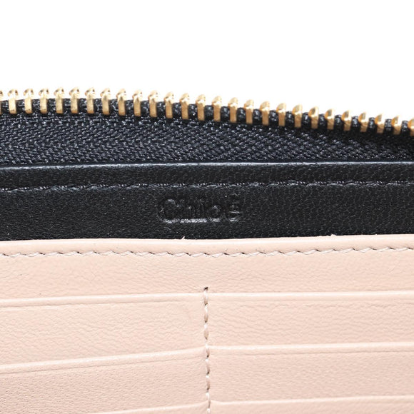 Chloe Long Wallet Leather Black Gold Auth am9913V