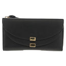 Chloe Long Wallet Leather Black Gold Auth am9913V-2