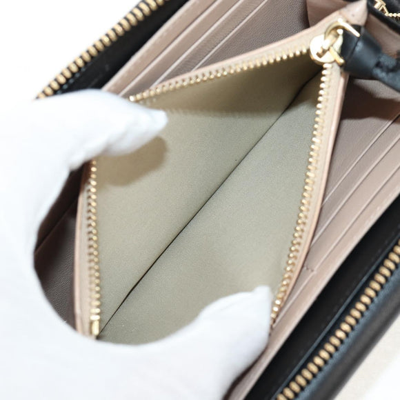 Chloe Long Wallet Leather Black Gold Auth am9913V