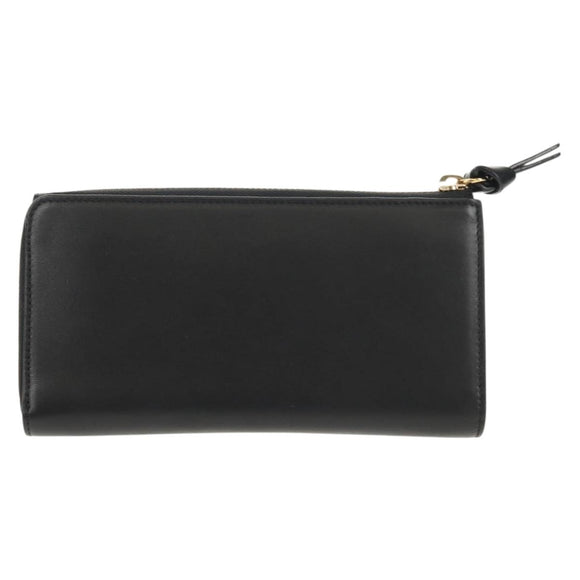 Chloe Long Wallet Leather Black Gold Auth am9913V