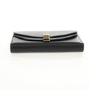 Chloe Long Wallet Leather Black Gold Auth am9913V-7