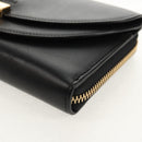 Chloe Long Wallet Leather Black Gold Auth am9913V-9