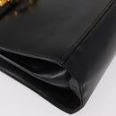 Salvatore Ferragamo Gancini Hand Bag Leather 2way Black Silver Auth am9914-12