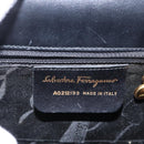 Salvatore Ferragamo Gancini Hand Bag Leather 2way Black Silver Auth am9914-18