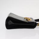 Salvatore Ferragamo Gancini Hand Bag Leather 2way Black Silver Auth am9914-4