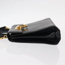 Salvatore Ferragamo Gancini Hand Bag Leather 2way Black Silver Auth am9914-5