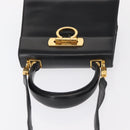 Salvatore Ferragamo Gancini Hand Bag Leather 2way Black Silver Auth am9914-6