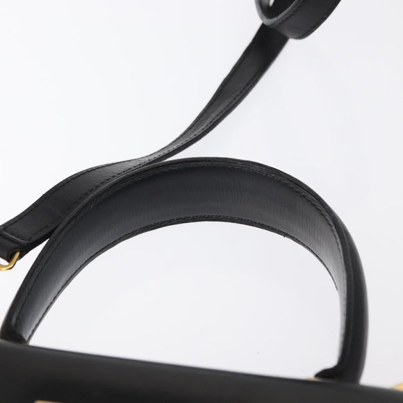 Salvatore Ferragamo Gancini Hand Bag Leather 2way Black Silver Auth am9914