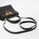 Salvatore Ferragamo Gancini Hand Bag Leather 2way Black Silver Auth am9914-9