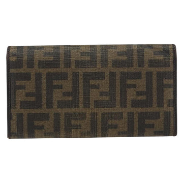 FENDI Zucca Canvas Long Wallet PVC Black Brown Auth am9915 - 0