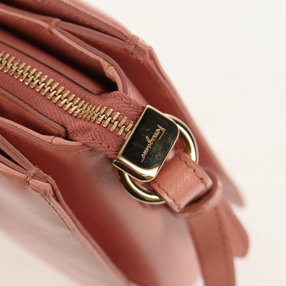 Salvatore Ferragamo Vala Hand Bag Leather 2way Pink Gold Auth am9917V