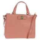 Salvatore Ferragamo Vala Hand Bag Leather 2way Pink Gold Auth am9917V-1