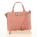 Salvatore Ferragamo Vala Hand Bag Leather 2way Pink Gold Auth am9917V-12