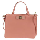 Salvatore Ferragamo Vala Hand Bag Leather 2way Pink Gold Auth am9917V-13