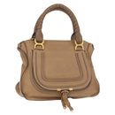 Chloe Marcie Hand Bag Leather Beige Gold Auth am9918-1