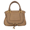 Chloe Marcie Hand Bag Leather Beige Gold Auth am9918-2
