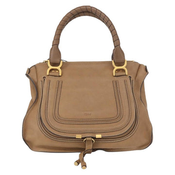 Chloe Marcie Hand Bag Leather Beige Gold Auth am9918 - 0