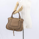 Chloe Marcie Hand Bag Leather Beige Gold Auth am9918-23