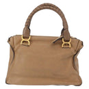 Chloe Marcie Hand Bag Leather Beige Gold Auth am9918-3