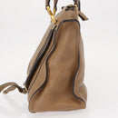 Chloe Marcie Hand Bag Leather Beige Gold Auth am9918-4