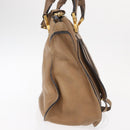 Chloe Marcie Hand Bag Leather Beige Gold Auth am9918-5