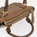 Chloe Marcie Hand Bag Leather Beige Gold Auth am9918-6