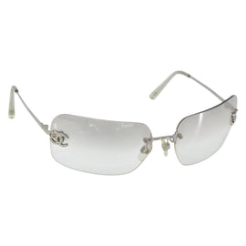 CHANEL Sunglasses metal Silver CC Auth am9919