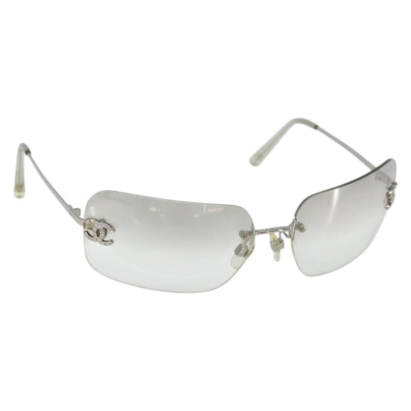 CHANEL Sunglasses metal Silver CC Auth am9919