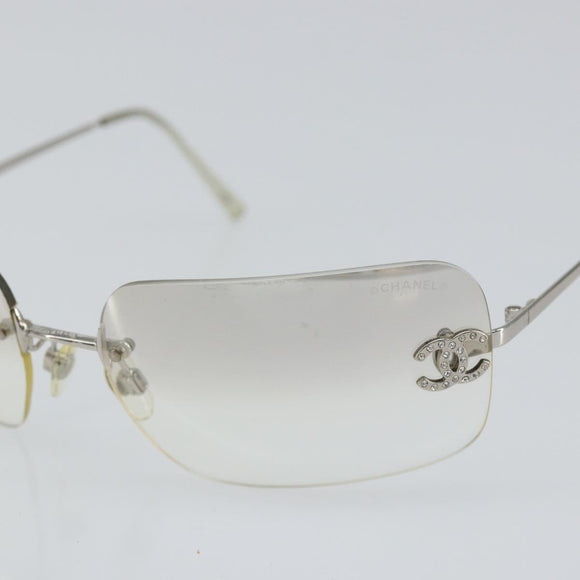 CHANEL Sunglasses metal Silver CC Auth am9919