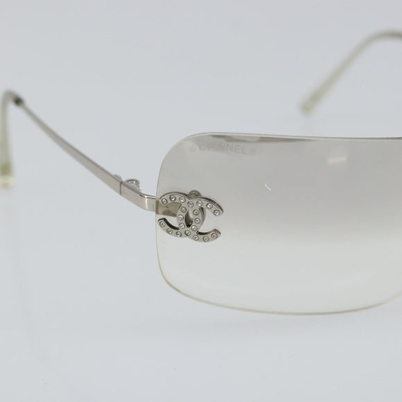 CHANEL Sunglasses metal Silver CC Auth am9919