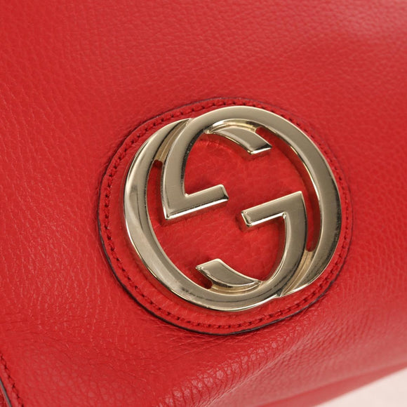 GUCCI Interlocking Tote Bag Leather Red Gold 353581 Auth am9922V