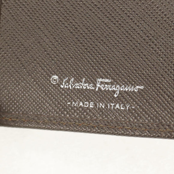 Salvatore Ferragamo Gancini Long Wallet Leather Silver Auth am9924V