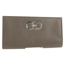 Salvatore Ferragamo Gancini Long Wallet Leather Silver Auth am9924V-1