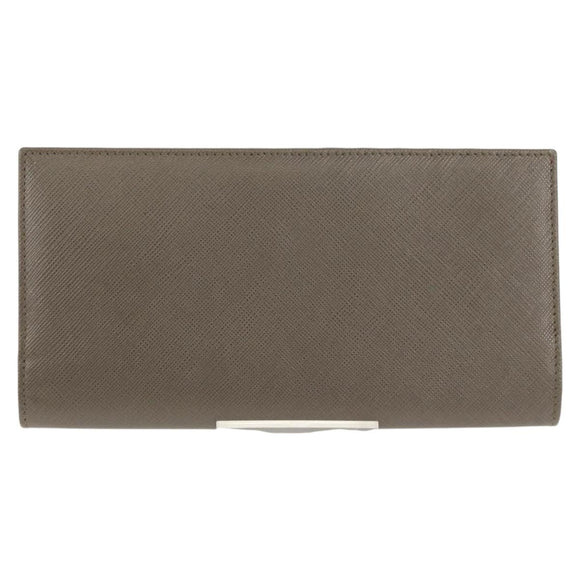 Salvatore Ferragamo Gancini Long Wallet Leather Silver Auth am9924V