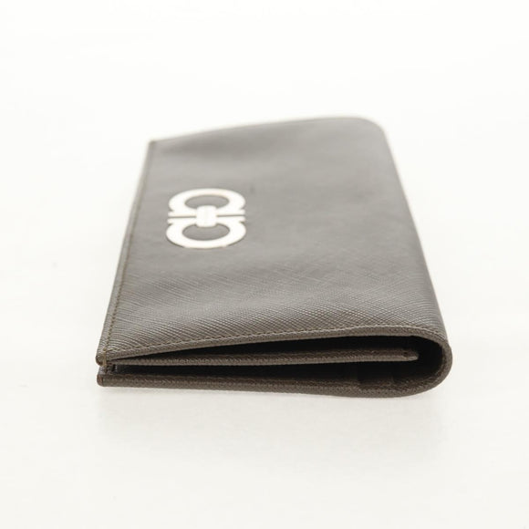 Salvatore Ferragamo Gancini Long Wallet Leather Silver Auth am9924V
