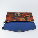 MCM Clutch Bag PVC Leather Brown Silver Auth am9925-14